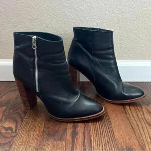 Office London Women’s Black Leather Heeled Ankle Boots Side Zip Size 42 Spain